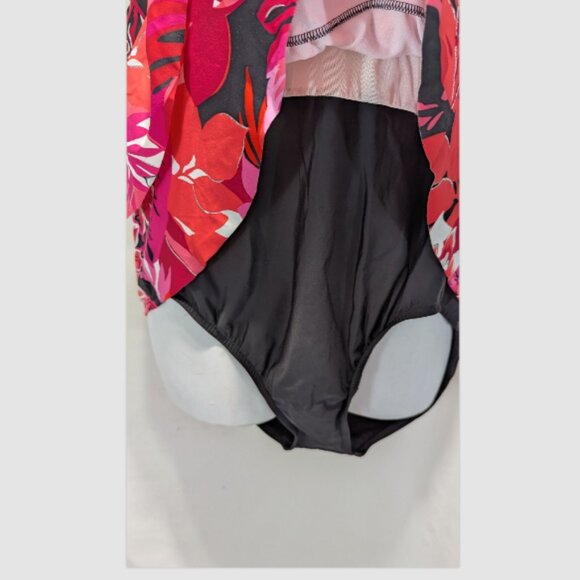 NEW Croft & Barrow Pink Tropical Ruffled Tummy Slimmer Swimsuit Plus 22W - Picture 2 of 3